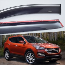 Дефлектори вікон Hyundai Santa Fe 2012-2018 HIC — з хромованою смугою