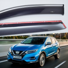 Дефлектори вікон Nissan Qashqai 2014-2020 HIC — з хромованою смугою