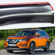 Дефлектори вікон Nissan X-Trail/Rogue 2014-2020 HIC — з хромованою смугою