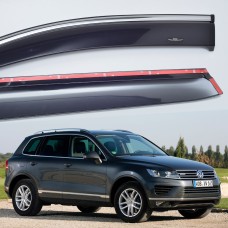 Дефлектори вікон Volkswagen Touareg 2010-2018 HIC — з хромованою смугою