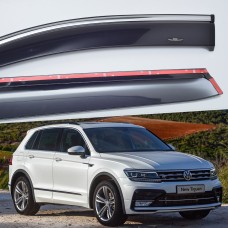 Дефлектори вікон Volkswagen Tiguan 2016+ HIC — з хромованою смугою